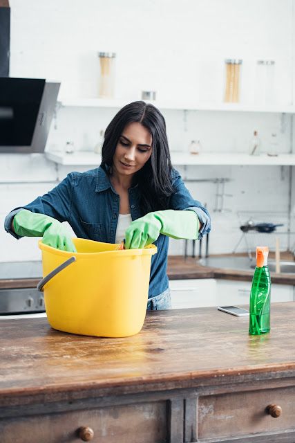 Professional cleaning in progress
